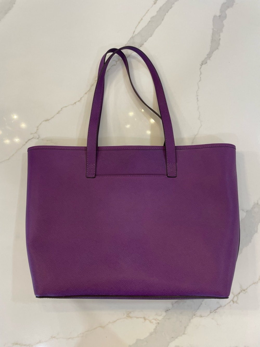 Michael Kors Plum Saffiano Leather Tote with Gold MK Emblem and Matching Wallet - Picture 2 of 6